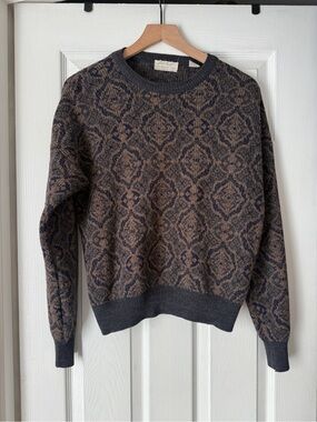 Vintage 80s 90s Metropolitan Lord & Taylor Geometric Grandpa Sweater Made in